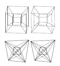 Projektionen von Hyperwürfel und 4-dim. Kreuzpolytop zur 3D-Ansicht