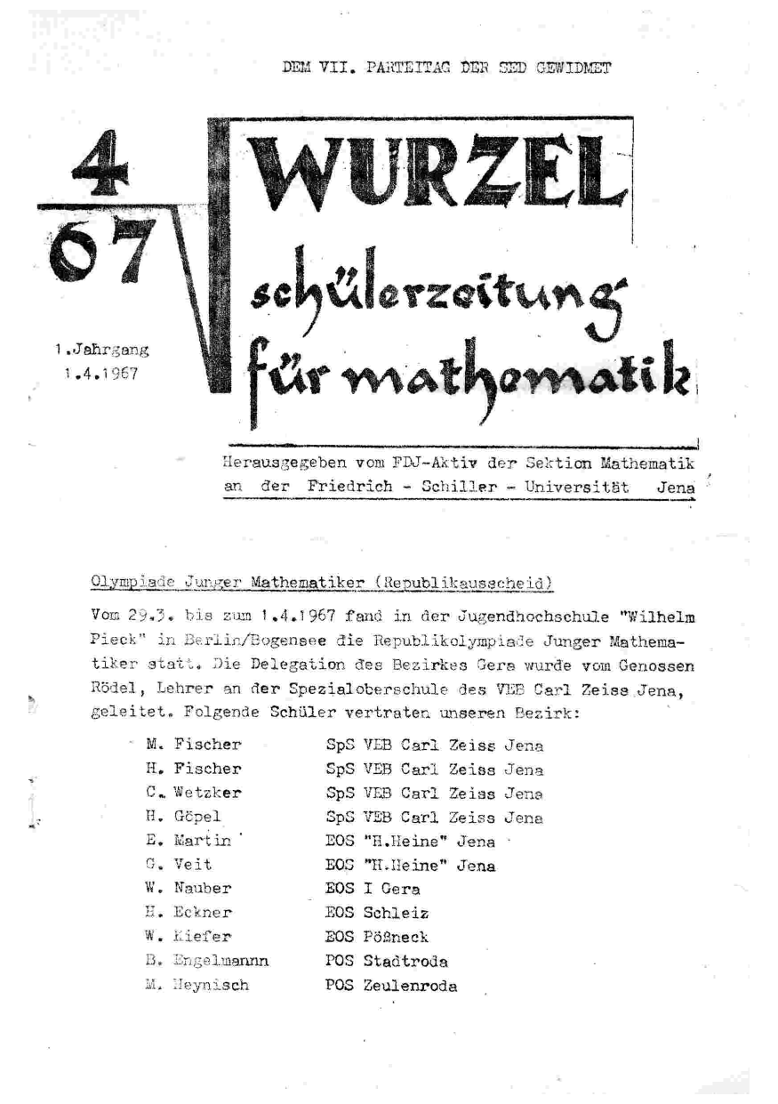 Die Wurzel April 1967