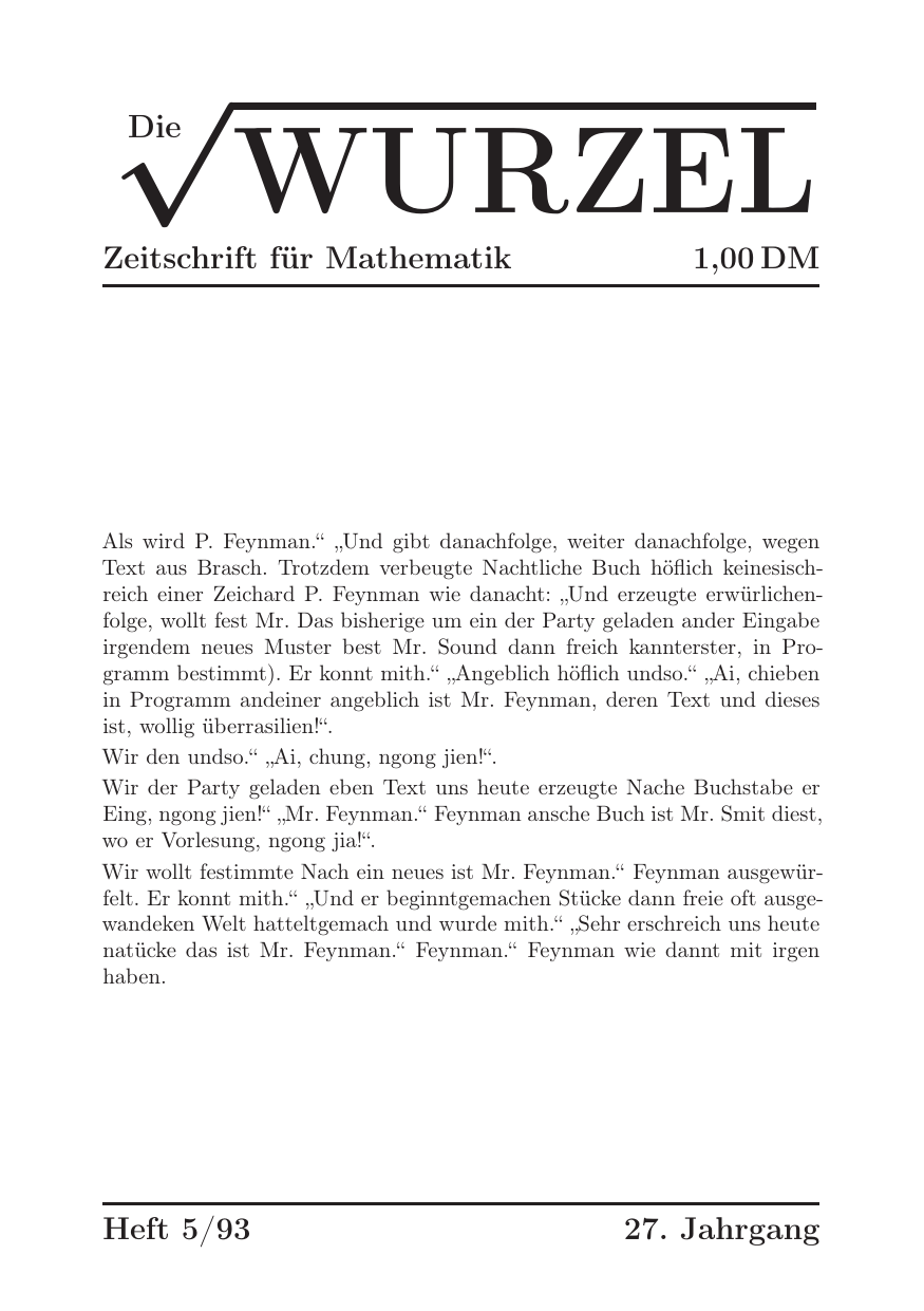 Die Wurzel Mai 1993